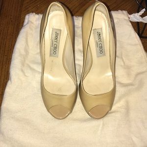JIMMY CHOO Peep Toe Patient Pumps